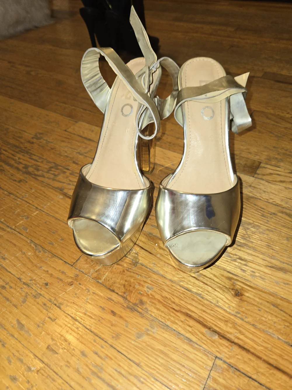 EGO Metallic Gold Platform High Heel Sandals